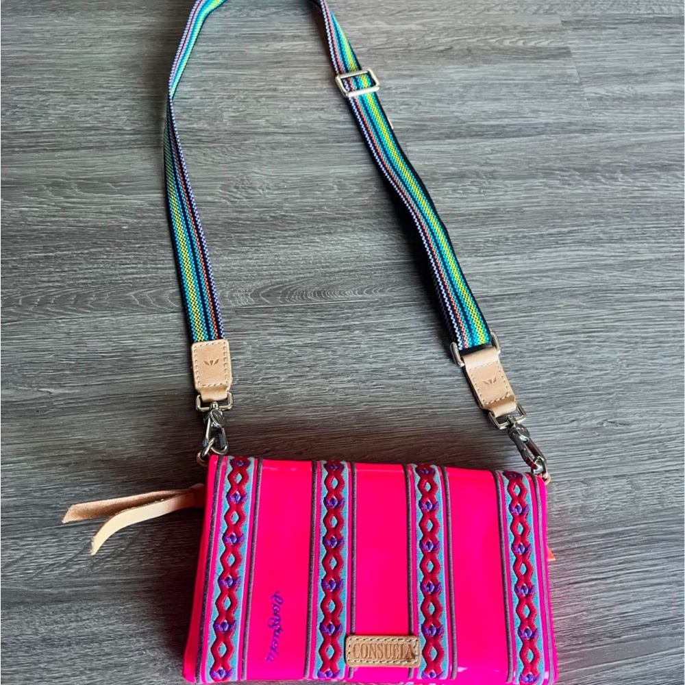 Consuela Pink Crossbody Bag with Vibrant Stripes
